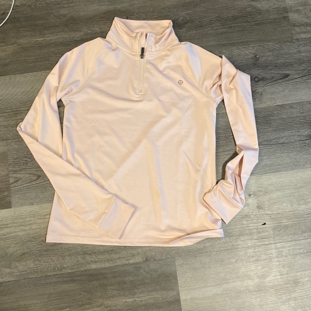 Kids Girls pull over jacket, worn once. Light pink color, size 12/14.